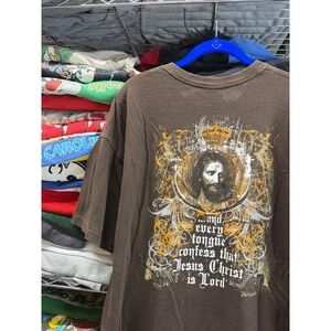 Kerusso Mens Jesus Christ Is Lord Graphic T-Shirt Brown XL Philippians 2:10